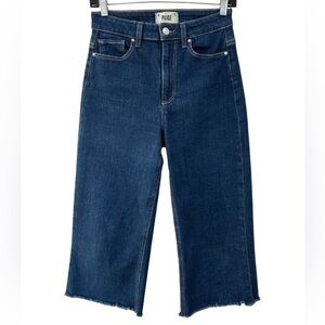 Paige women’s Clarice Culotte Raw Hem Jeans 25 Santana wash blue stretch